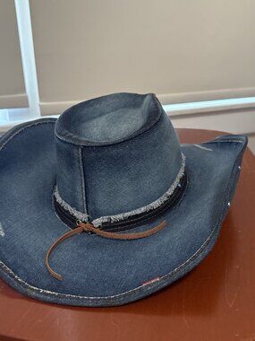 Bullhide Montecarlo Hats Silver Wings Denim Western Cowboy Hat Medium Blue